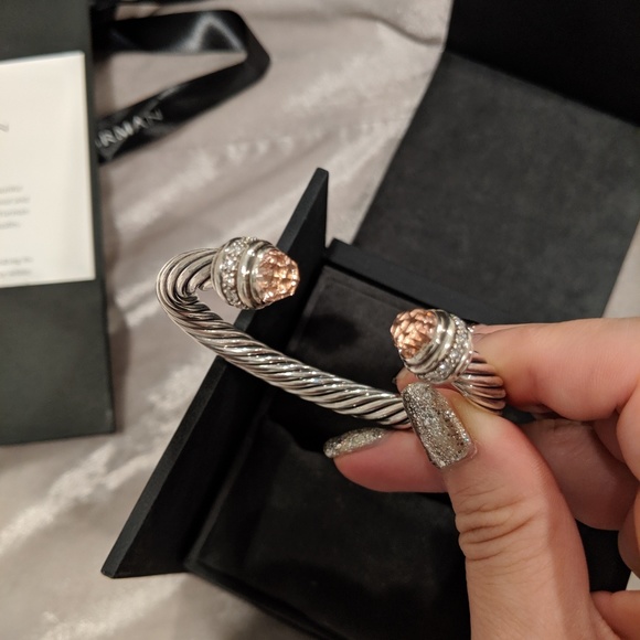 Cable Bracelet with Pink Topaz and Diamond - Picture 6 of 8